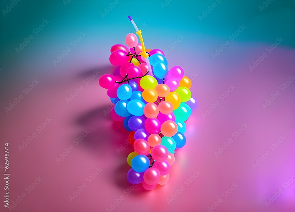 Fototapeta premium Colorful Grapes Strow Baloon Image