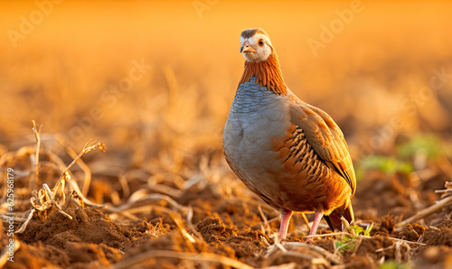 Photo partridge bird in the field.