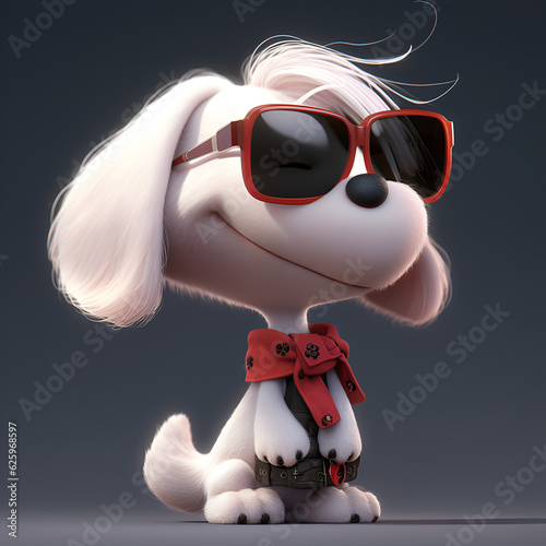 A cool looking chibi snoopy dog with glasses photo