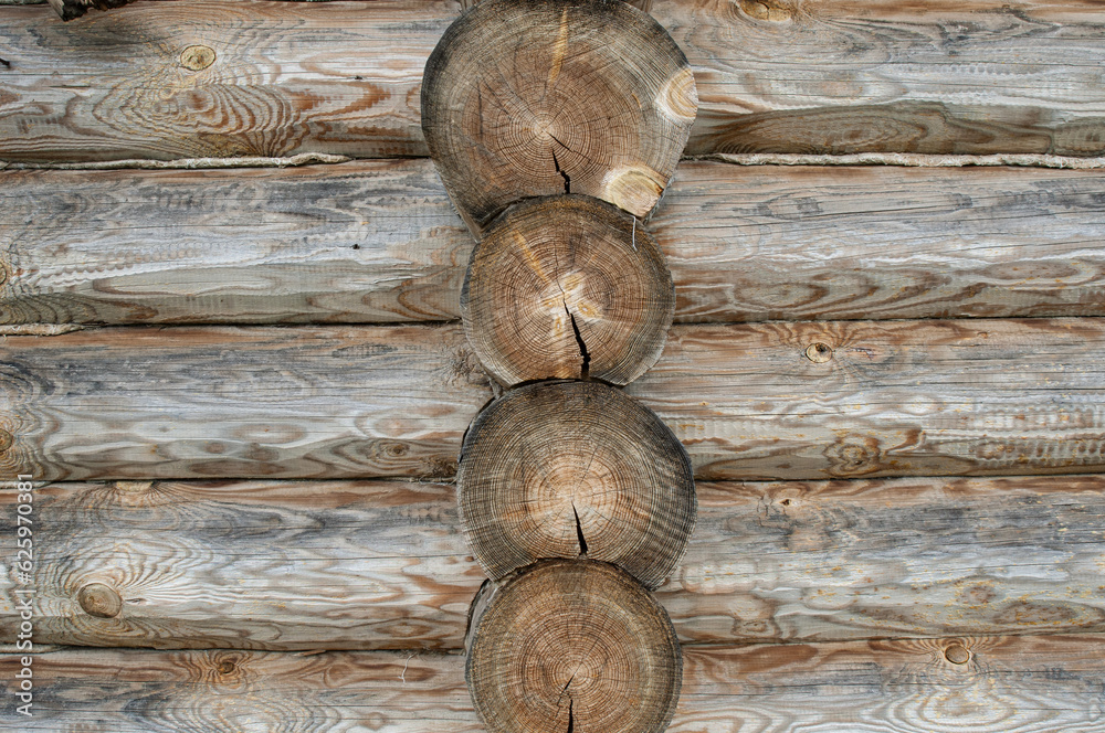 Peasant's wooden house log wall close up Peasant's wooden house log wall close up