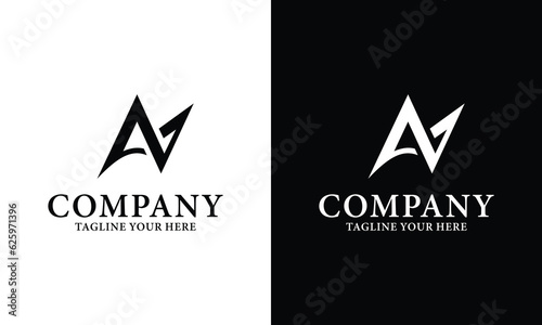 Alphabet letter icon logo AN on a black and white background.