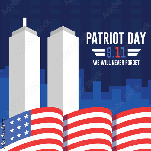 9 11 patriot day flat background template
