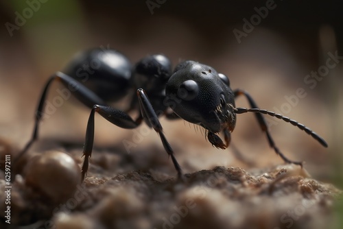 black ant on the ground, , generative AI © Artistic Avenue