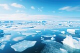 Ice sheets melting in the arctic ocean or waters. Global warming and climate change. Generative AI