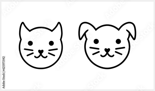 Doodle cat and dog clipart isolated. Hand drawn art. Sketch animal. Vector stock illustration. EPS 10