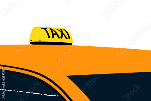 Vector illustration of a yellow taxi roof with a blank background on top.