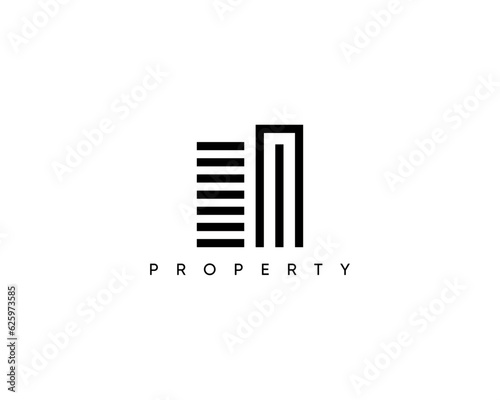 Real estate, building, apartment complex, architecture, construction, skyscrapers and cityscape logo design concept.