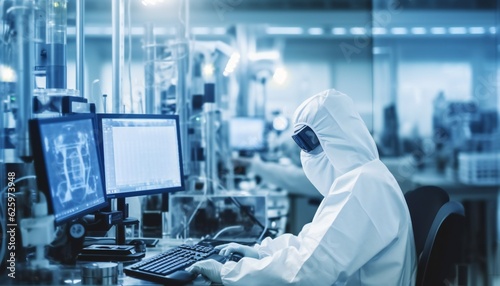 In Laboratory Over the Shoulder View of Scientist