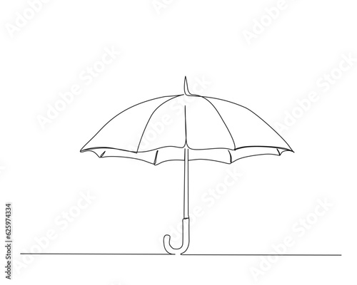 Continuous one line drawing of umbrella. opened umbrella line art vector illustration. Editable stroke. 