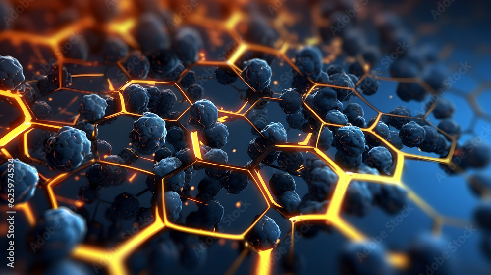 Fototapeta premium Molecular structure illustration close up on background, Generative AI