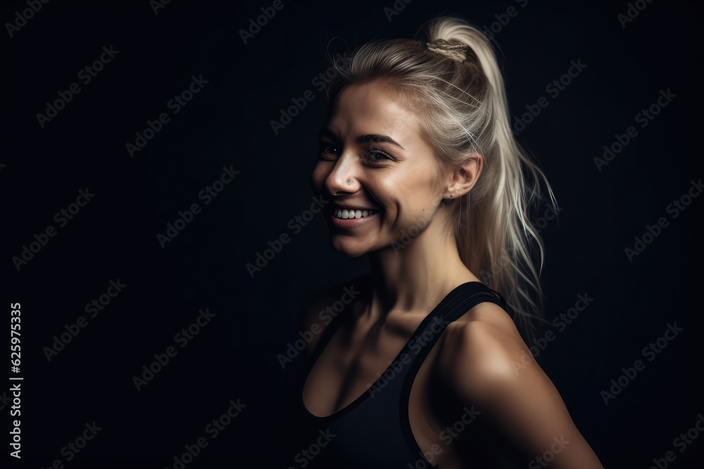 Smiling girl enjoying fitness training, generative AI