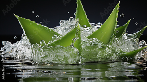 Frische Aloe Vera mit Wasserspritzern photo