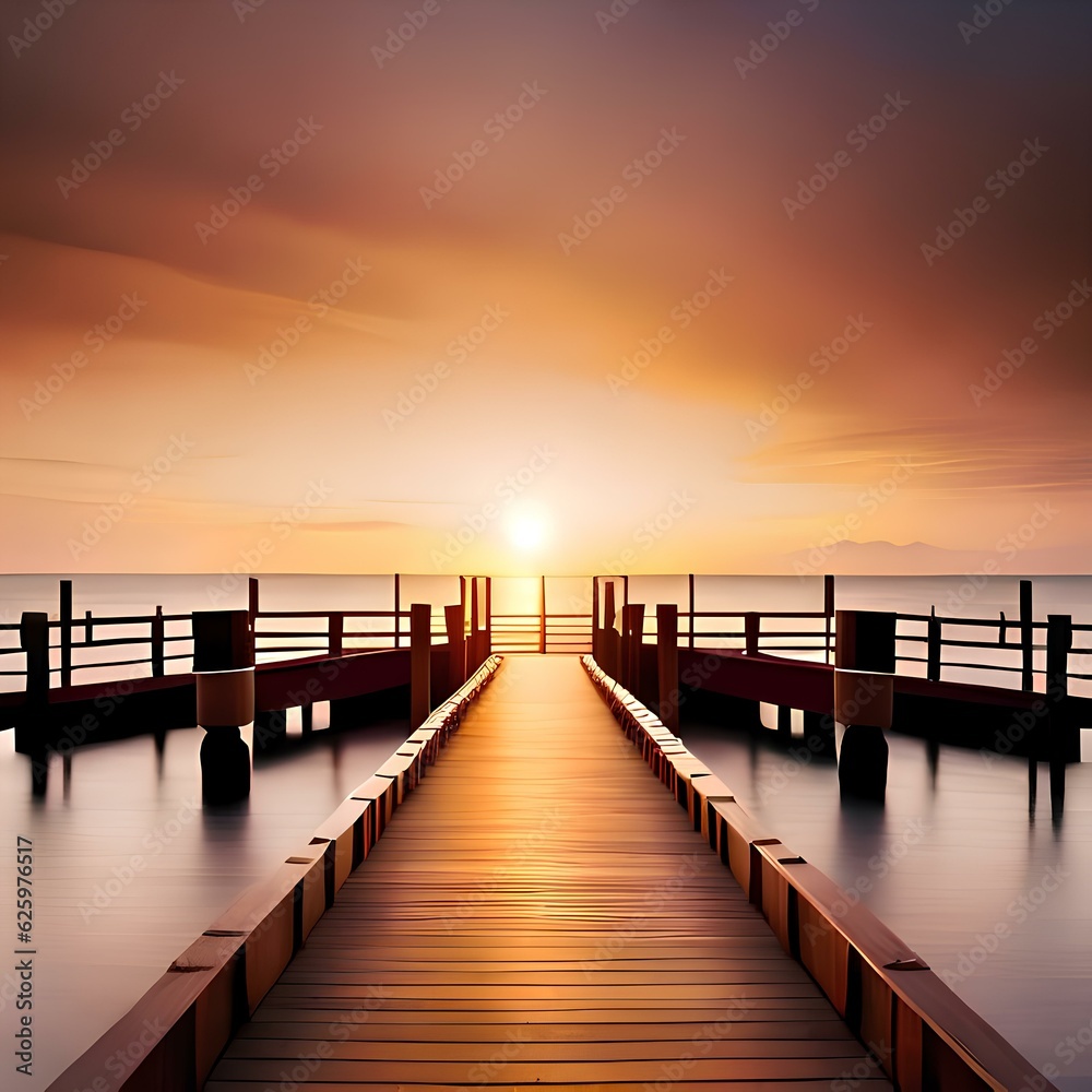 Obraz premium pier at sunset. generative ai