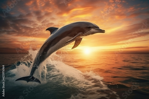 Dolphin jumping over the sea © Veniamin Kraskov