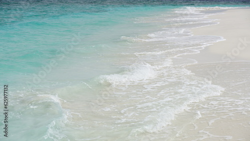 Summer Beach: White Sandy Shore and Foamy Waves