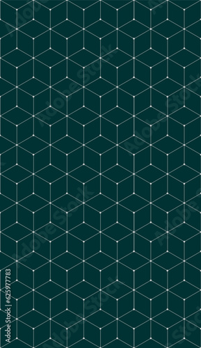 Vector seamless cubic hexagon pattern. Abstract geometric low poly background. Stylish grid texture connect the dots.