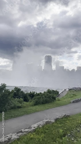 Viewing the skyline of Ontario, Canada with Niagara Falls in the foreground