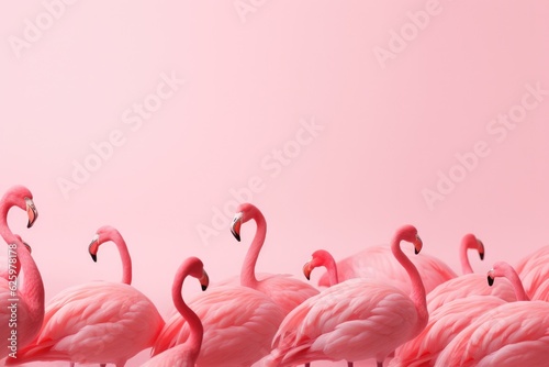Obraz na płótnie a flock of pink flamingos standing together w salonie