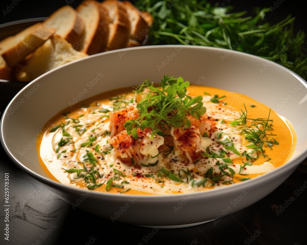 Lobster Luxury: Savoring the Creamy Lobster Bisque, generative ai