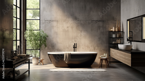 Bathroom modern bathtub luxury interior architecture concrete marble walls design 