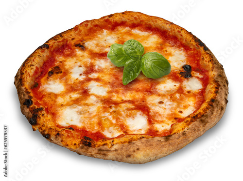 Bild auf Leinwand Pizza margherita from Naples with tomato sauce and with mozzarella and basil lea