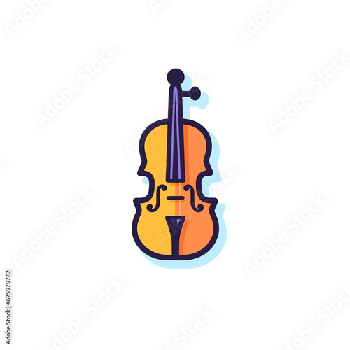 Minimalistic Violin Icon. Flat Colored Outline. 2D Vector.