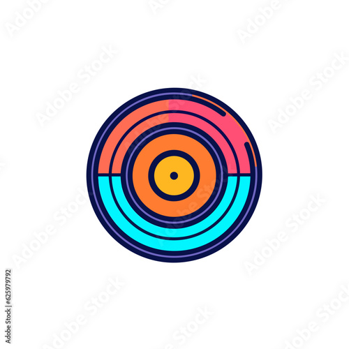 Vinyl Record Icon. 2D Vector. White Background.