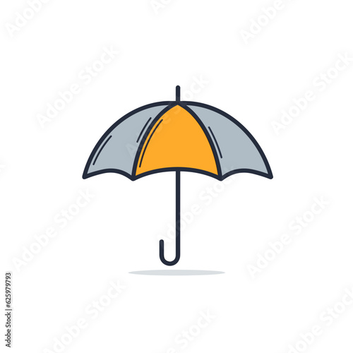 Crisp Umbrella 2D Icon. Flat Colored Outline. Vector Graphic.