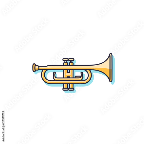 Trumpet Lineal Icon. White Background. Vector Design.