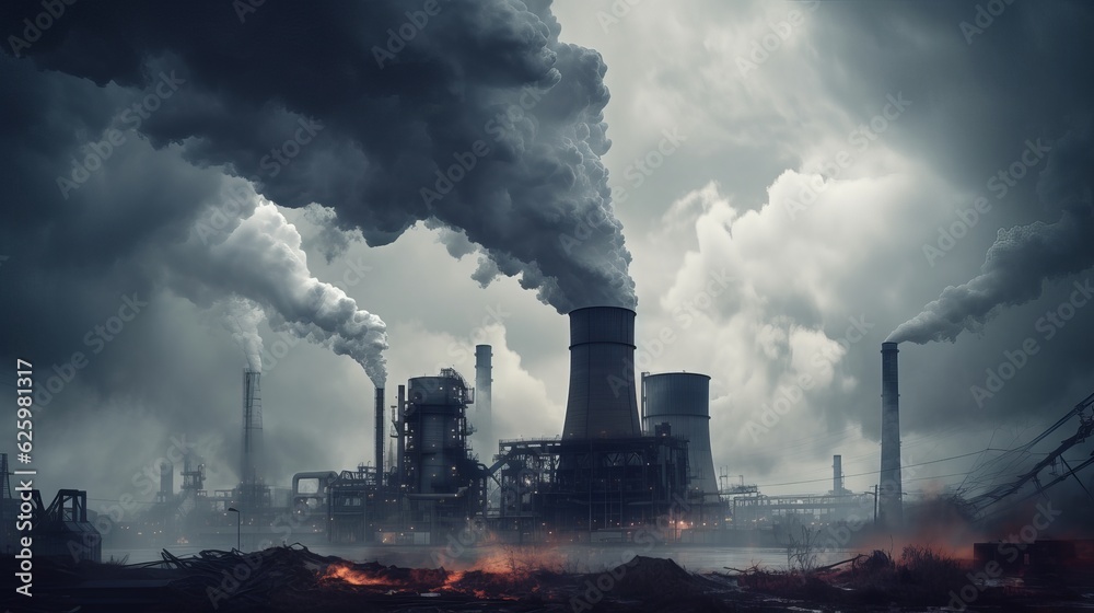 smoke coming out of huge chimney of factory smoke coming out of huge chimney of factory