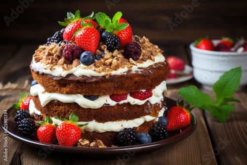 Tasty cake with berries 