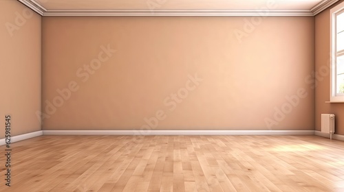 empty room interior background beige wall  generative ai