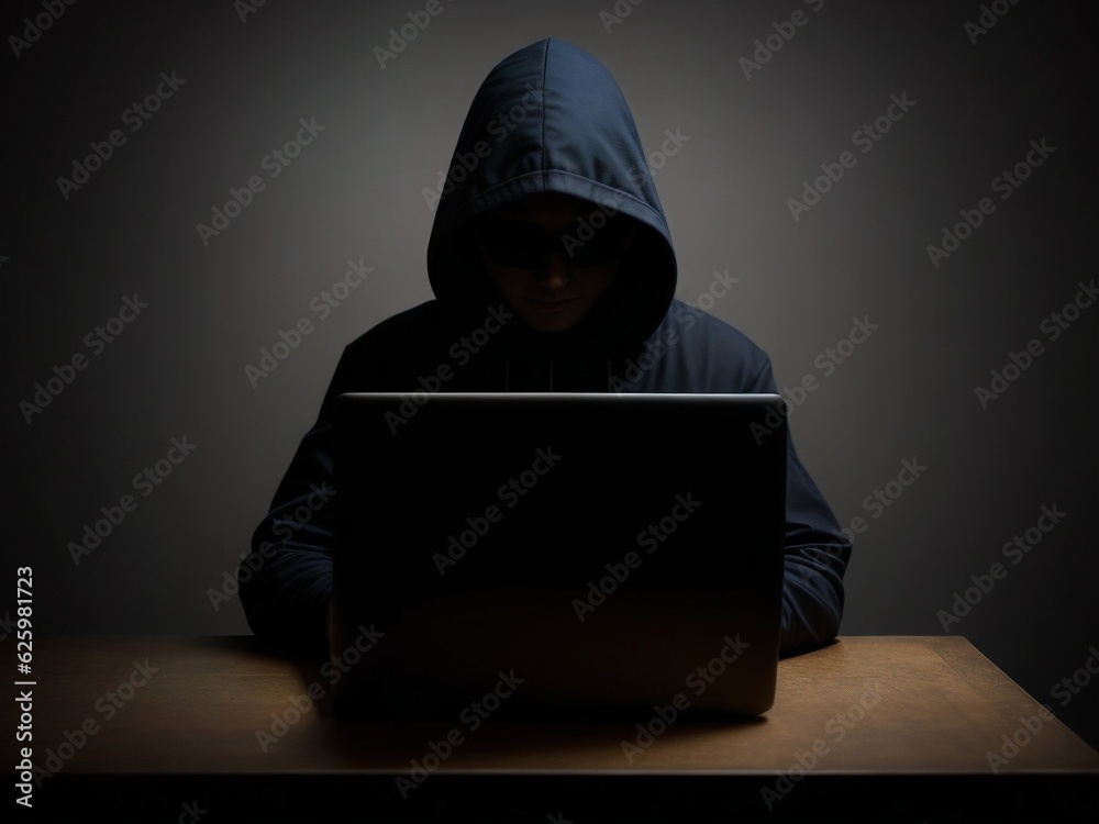 Hacker with laptop computer stealing confidential data, personal information and credit card detail. Concept of hacking cybersecurity, cybercrime, cyberattack. Hacker with laptop computer stealing confidential data, personal information and credit card detail. Concept of hacking cybersecurity, cybercrime, cyberattack.