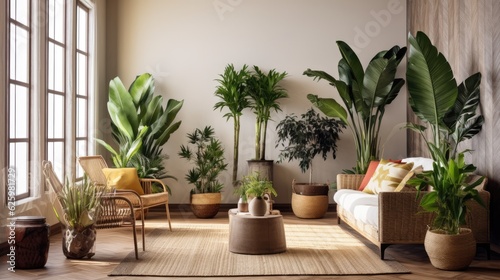 interior design living room potted plants