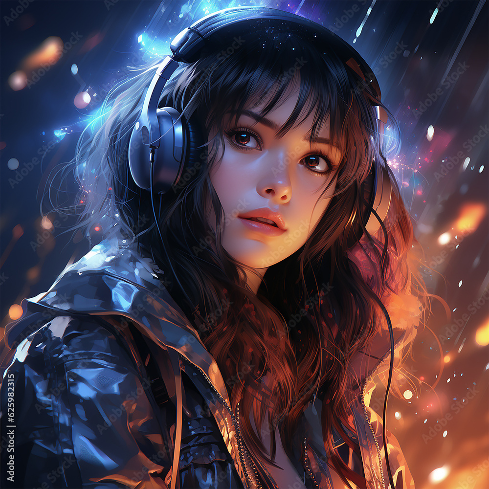Fototapeta premium girl with headphones