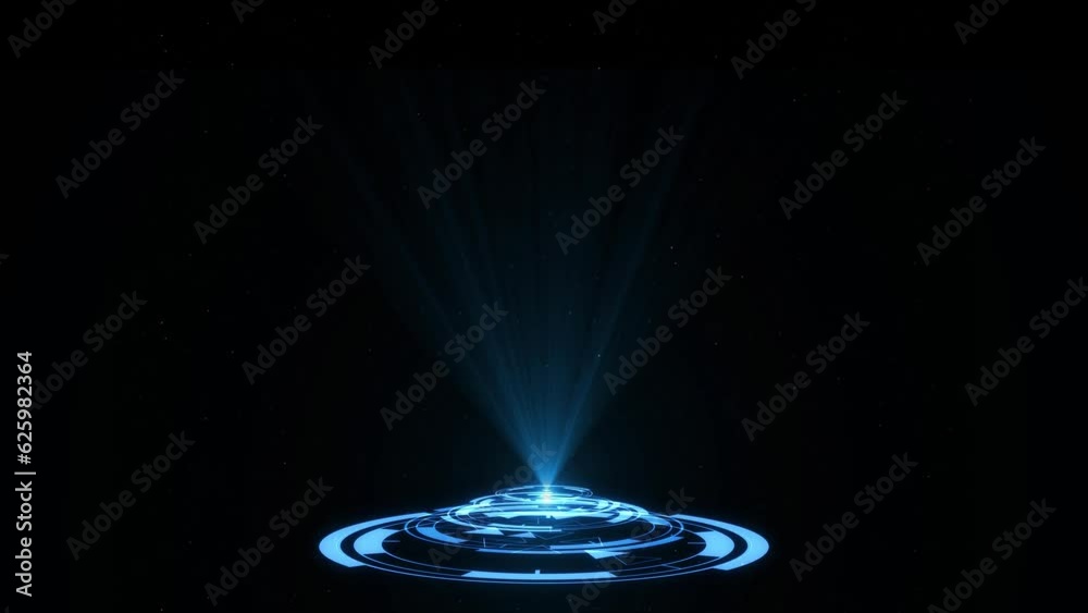 Digital Futuristic Blue hologram HUD circle interfaces. data network protection, future technology network concept. hi-tec, science Fiction and Artificial Intelligence network. Machine Learning AI