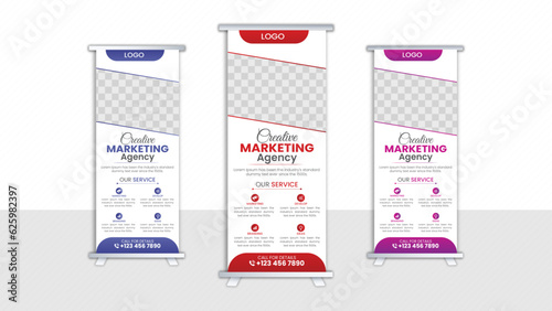 Business Roll Up Banner, corporate Roll up background for Presentation, Vertical roll up, x-stand, exhibition display