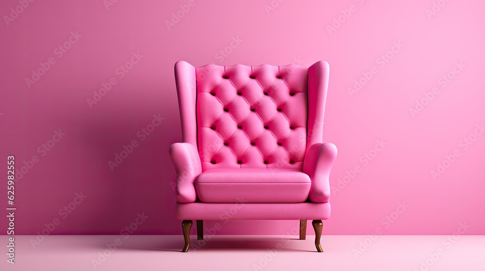 real photo pink armchair standing on, generative ai real photo pink armchair standing on, generative ai