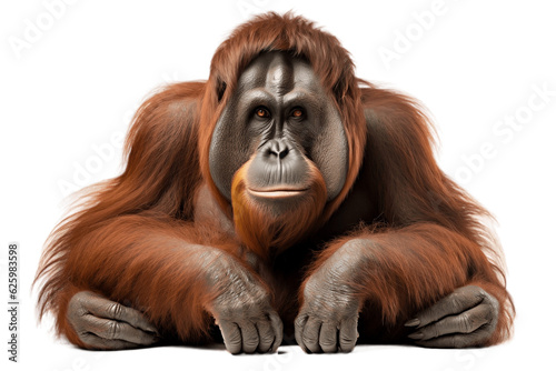 Bornean Orangutan Isolated on Transparent Background. AI