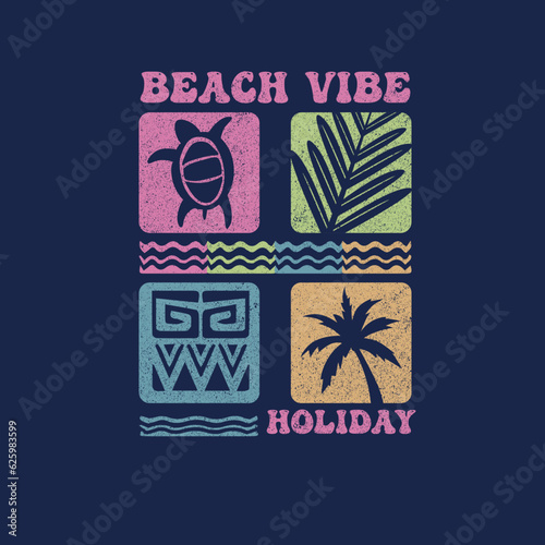 Beach Vibe Holiday Typography sea elements t shirt print graphic design