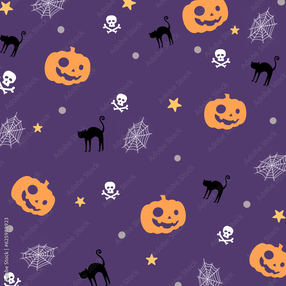 Happy Halloween day with pumpkins seamless pattern wallpaper background