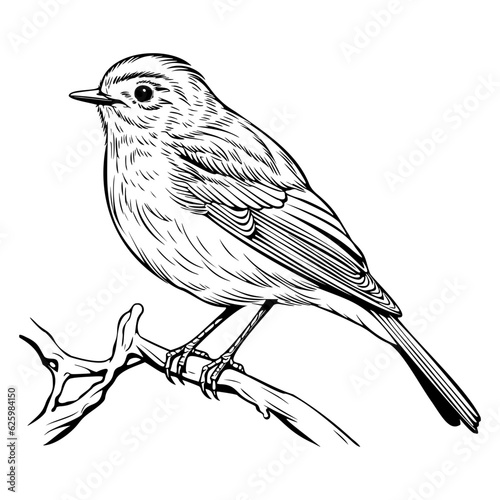 European robin silhouette, European robin mascot logo, European robin Black and White Animal Symbol Design, Bird icon.
