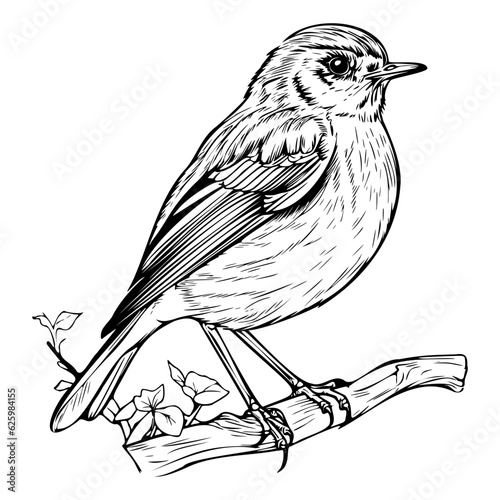 European robin silhouette, European robin mascot logo, European robin Black and White Animal Symbol Design, Bird icon.
