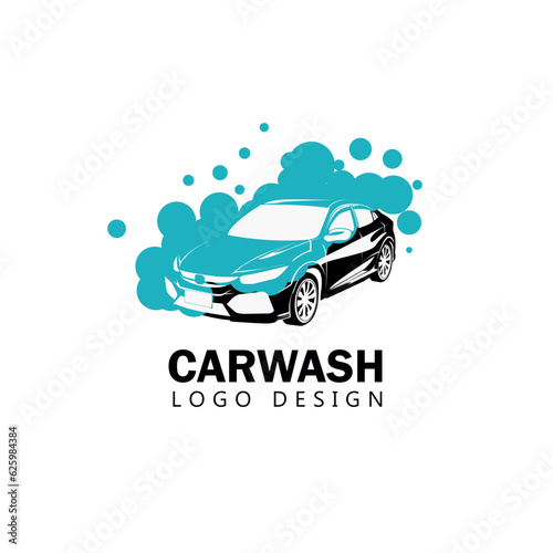 Carwash logo isolated on white background. Vector emblem for car cleaning services.