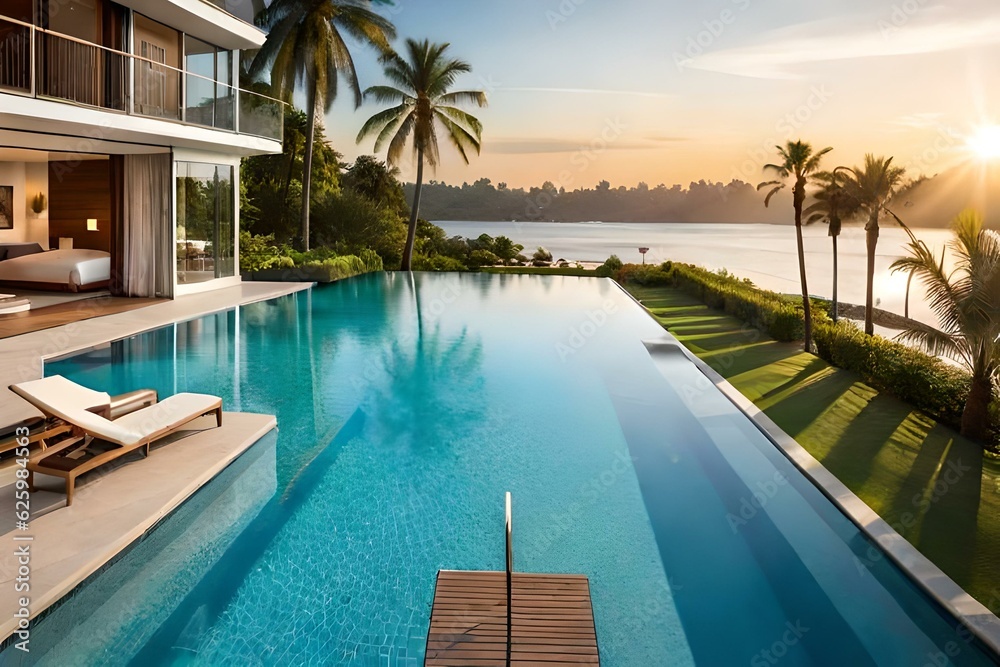 Fototapeta premium swimming pool in hotel Generated Ai