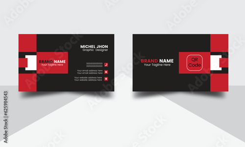Business card layout with modern design. Visiting card professional unique business card design. Flat business card vector design. Double sided business card design. Corporate template business card  