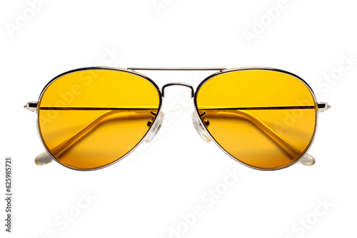 Yellow Sunglasses Isolated on Transparent Background. AI