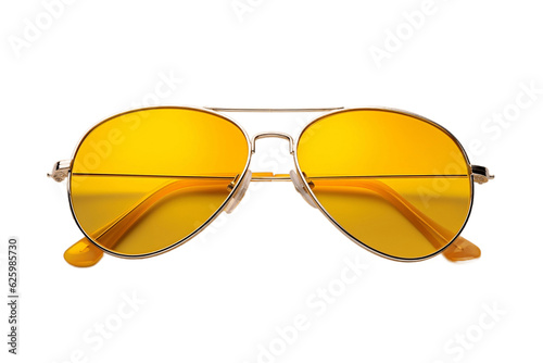 Yellow Sunglasses Isolated on Transparent Background. AI
