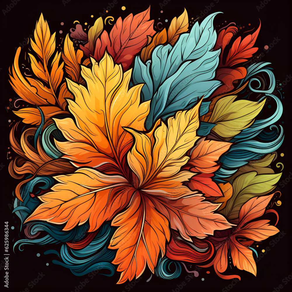 Autumn leaves illustration. Seasonal Background with multicolored autumn leaves for greeting cards, ads, invitation, decorations, social media, promotional materials, postcards. Autumn fall banner. AI Autumn leaves illustration. Seasonal Background with multicolored autumn leaves for greeting cards, ads, invitation, decorations, social media, promotional materials, postcards. Autumn fall banner. AI
