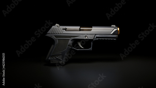 Pistole mit schönen elegeanten design auf schwarzen Hintergrund, ai generativ